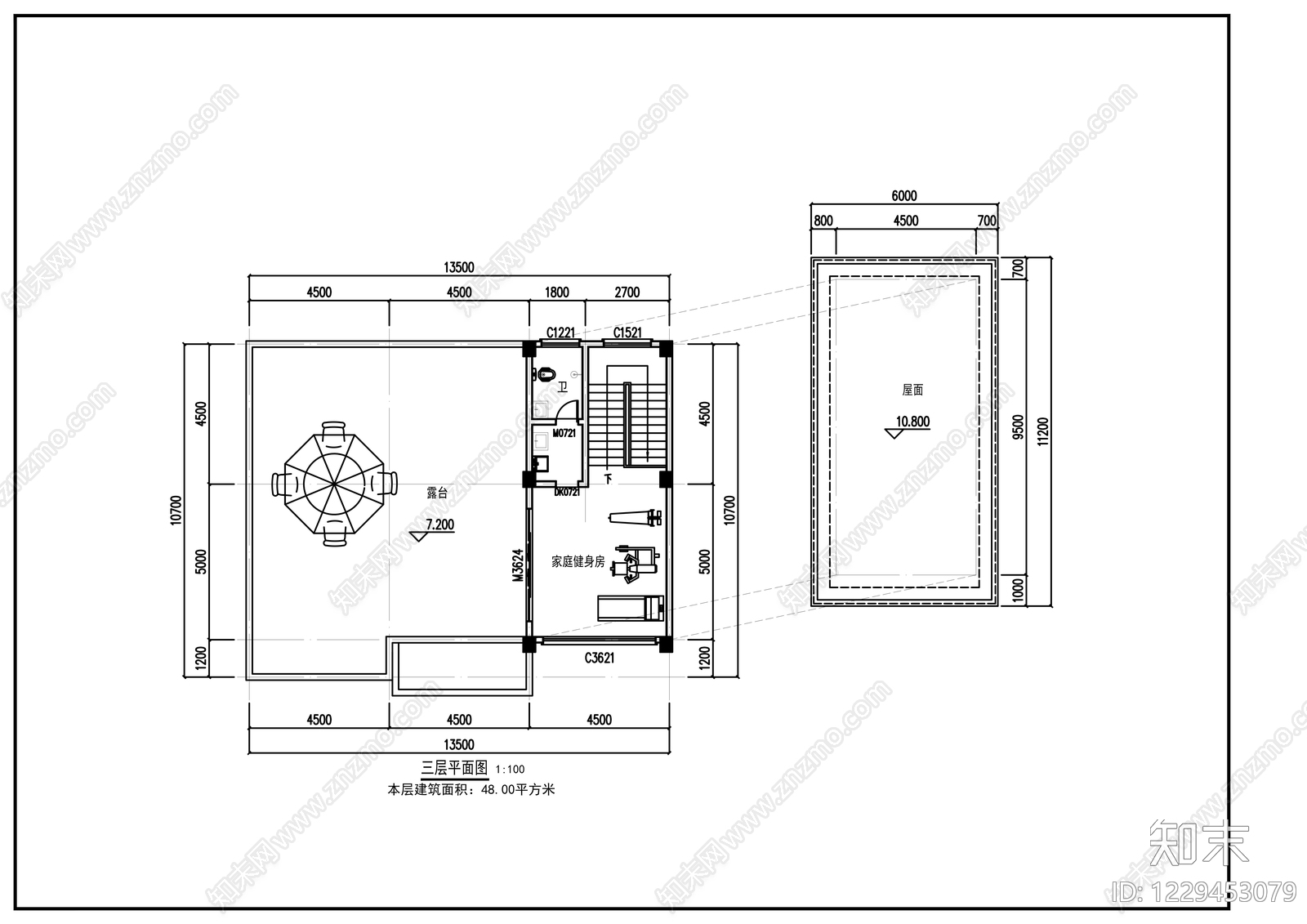 别墅建筑cad施工图下载【ID:1229453079】