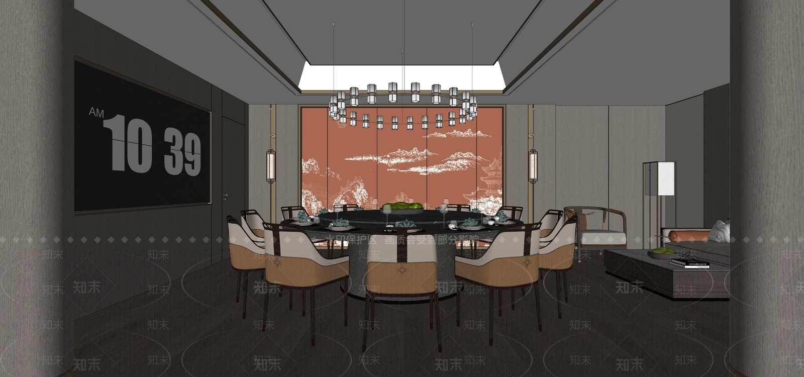 新中式包厢SU模型下载【ID:1229455197】