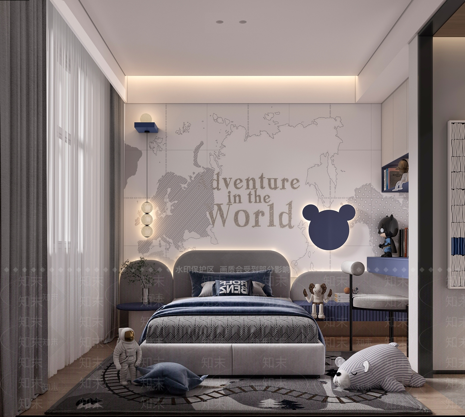现代简约男孩房3D模型下载【ID:1229457733】