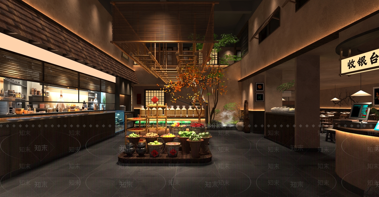 新中式中餐厅3D模型下载【ID:1229461130】