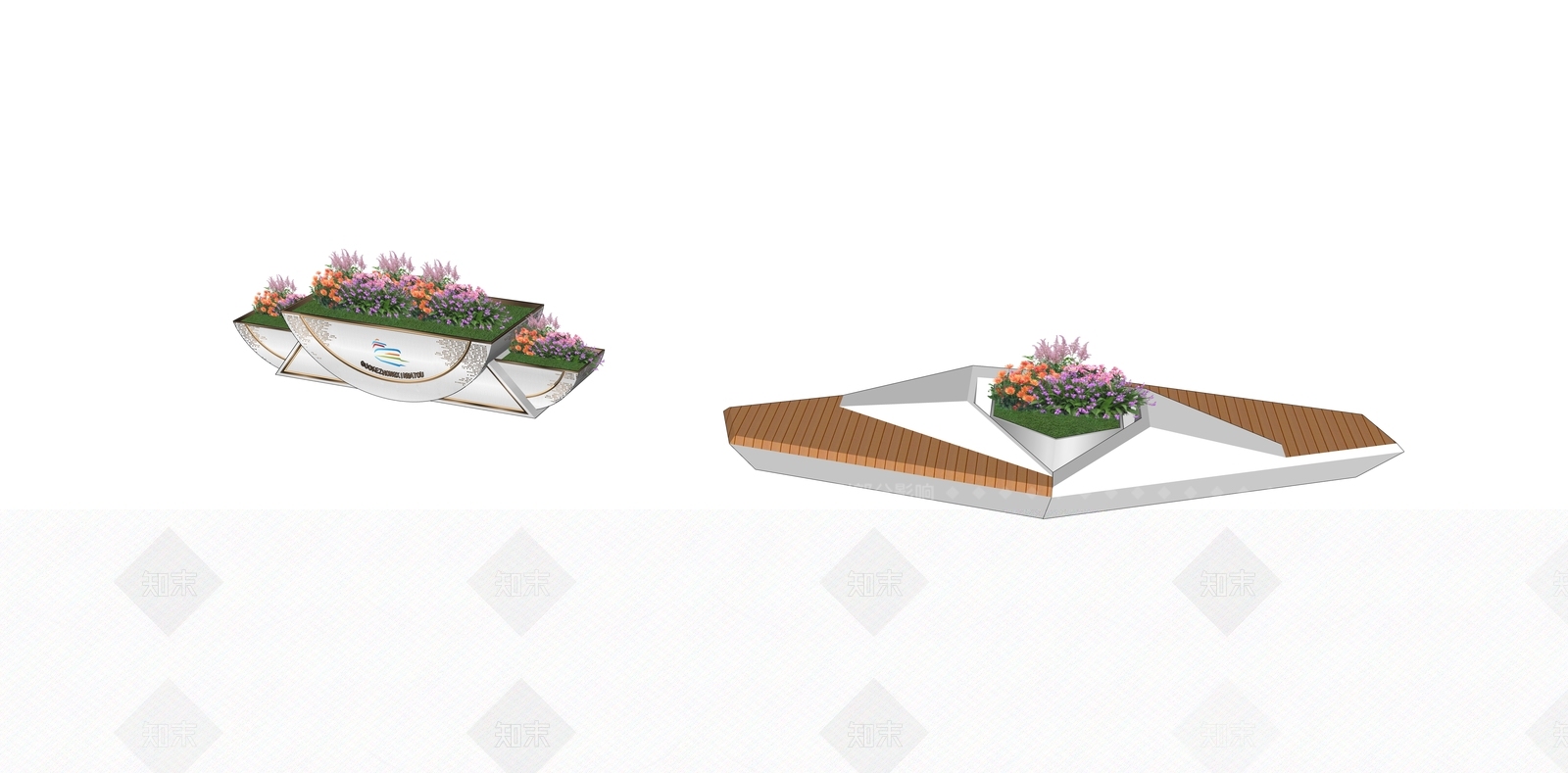 现代花钵花器SU模型草图