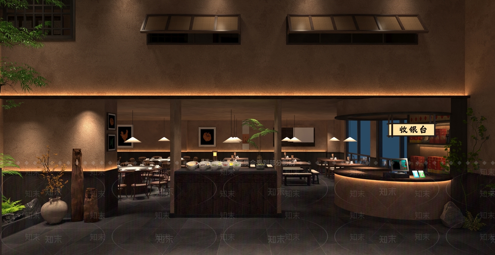 新中式中餐厅3D模型下载【ID:1229461130】