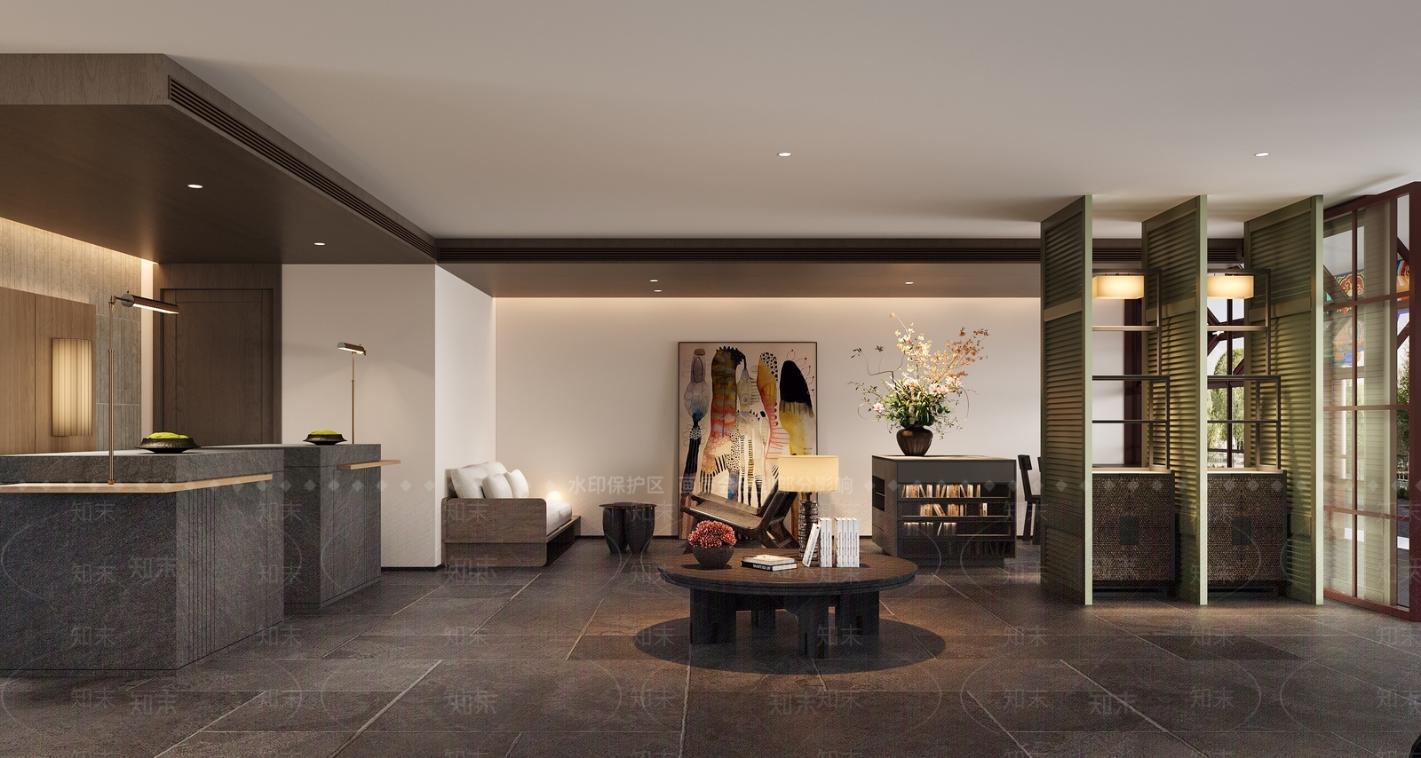 新中式酒店大堂3D模型下载【ID:1229462043】