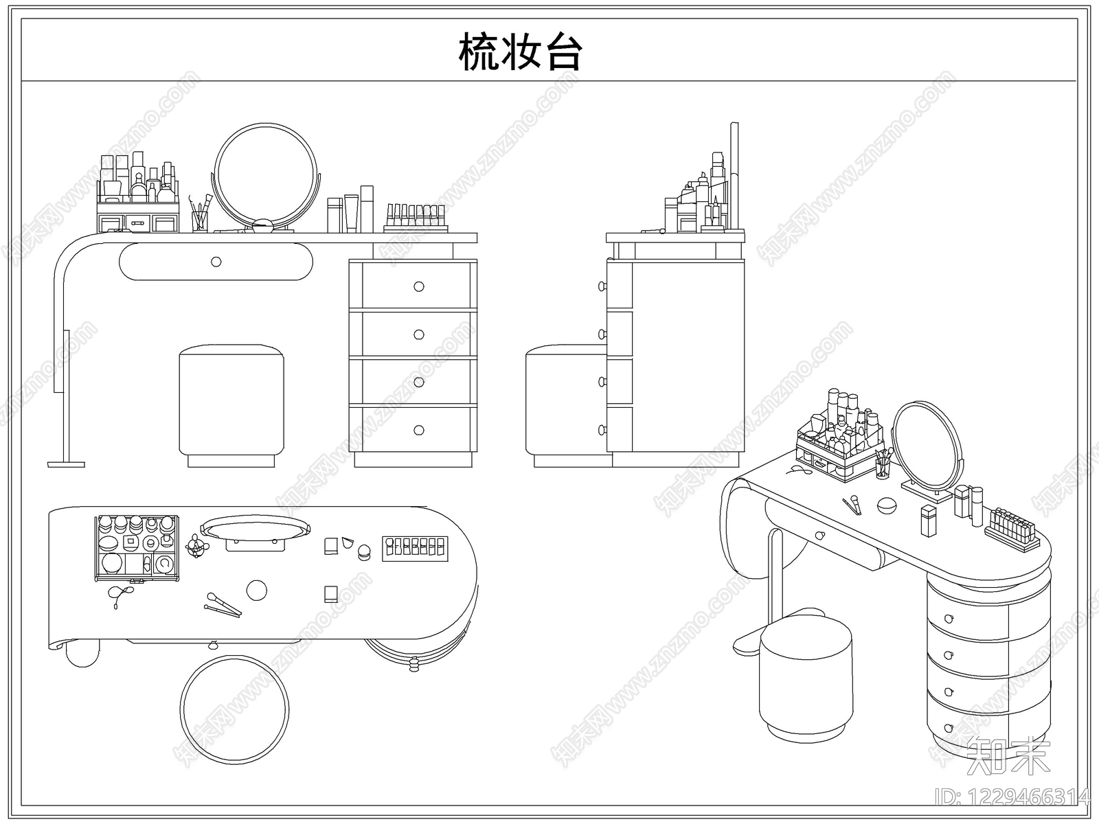 桌椅cad施工图下载【ID:1229466314】