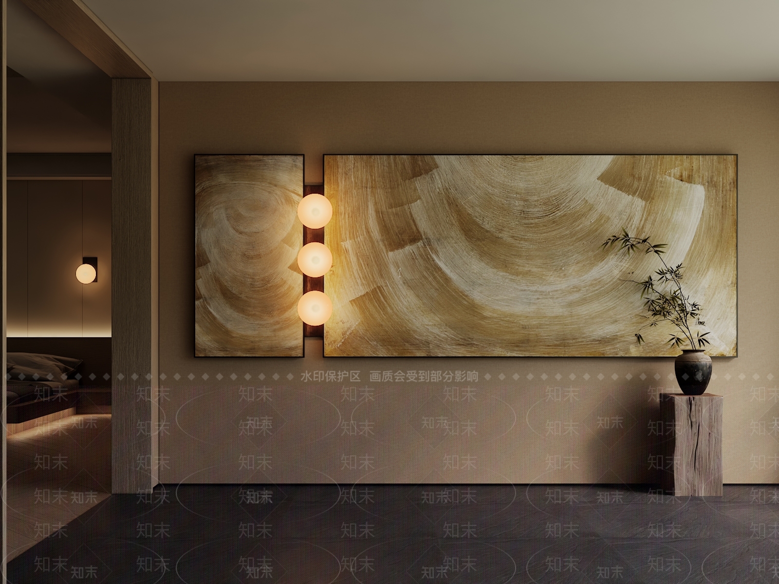 侘寂挂画3D模型下载【ID:1229469783】