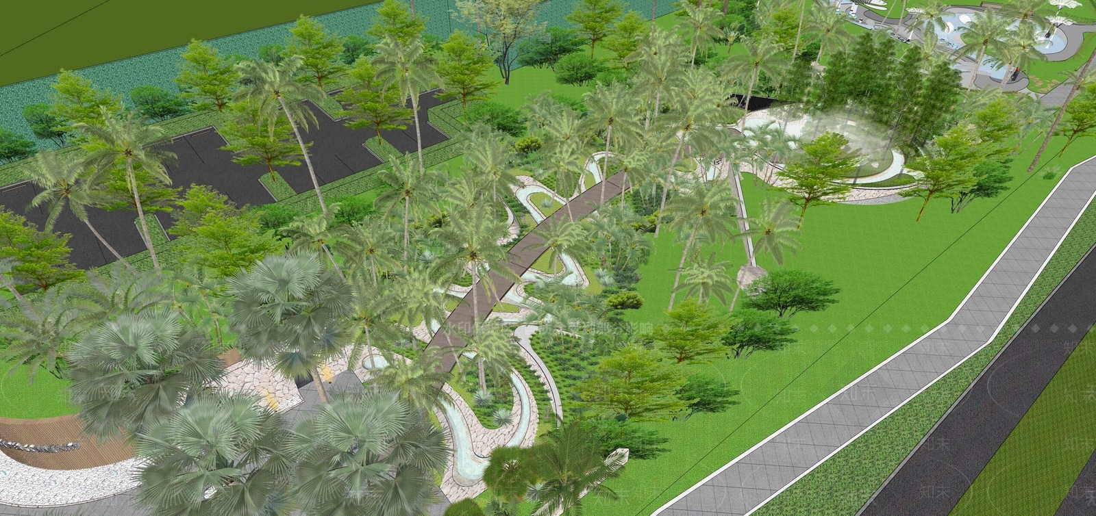 现代主义小区景观SU模型下载【ID:1229485147】