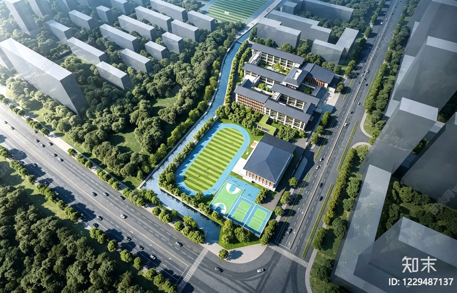 新中式学校建筑CAD图纸