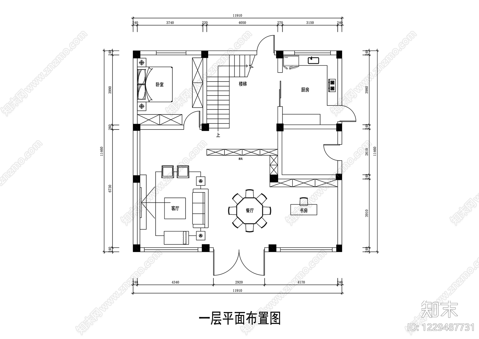 别墅cad施工图下载【ID:1229487731】