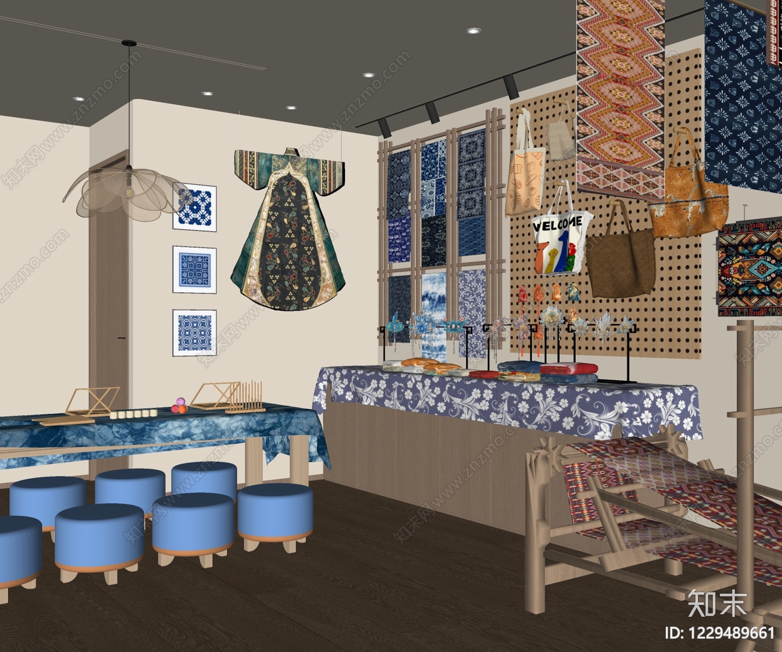 原木风文创展厅SU模型下载【ID:1229489661】