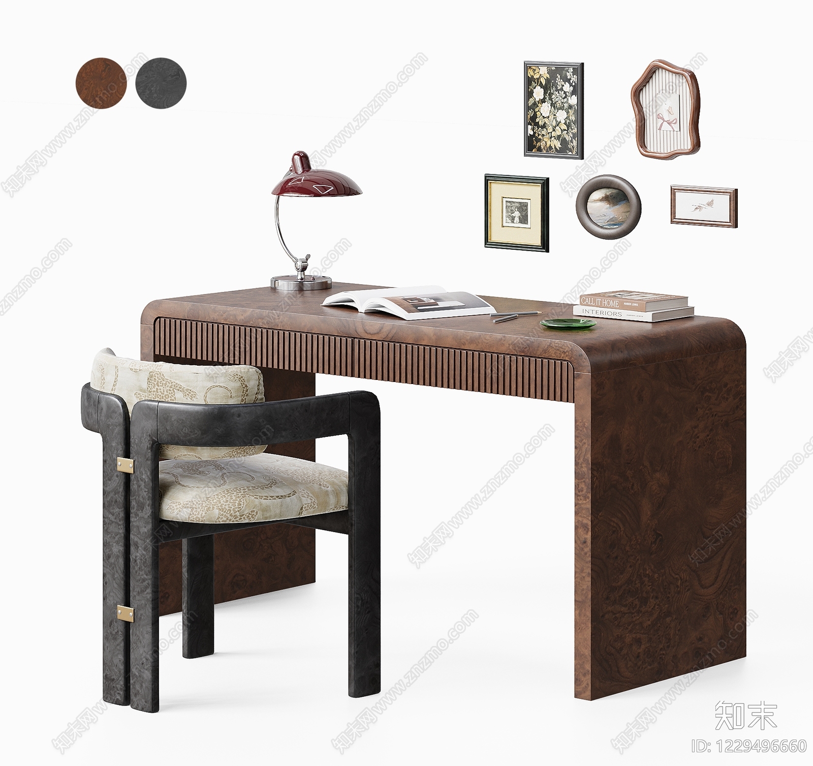 中古风书桌椅SU模型下载【ID:1229496660】