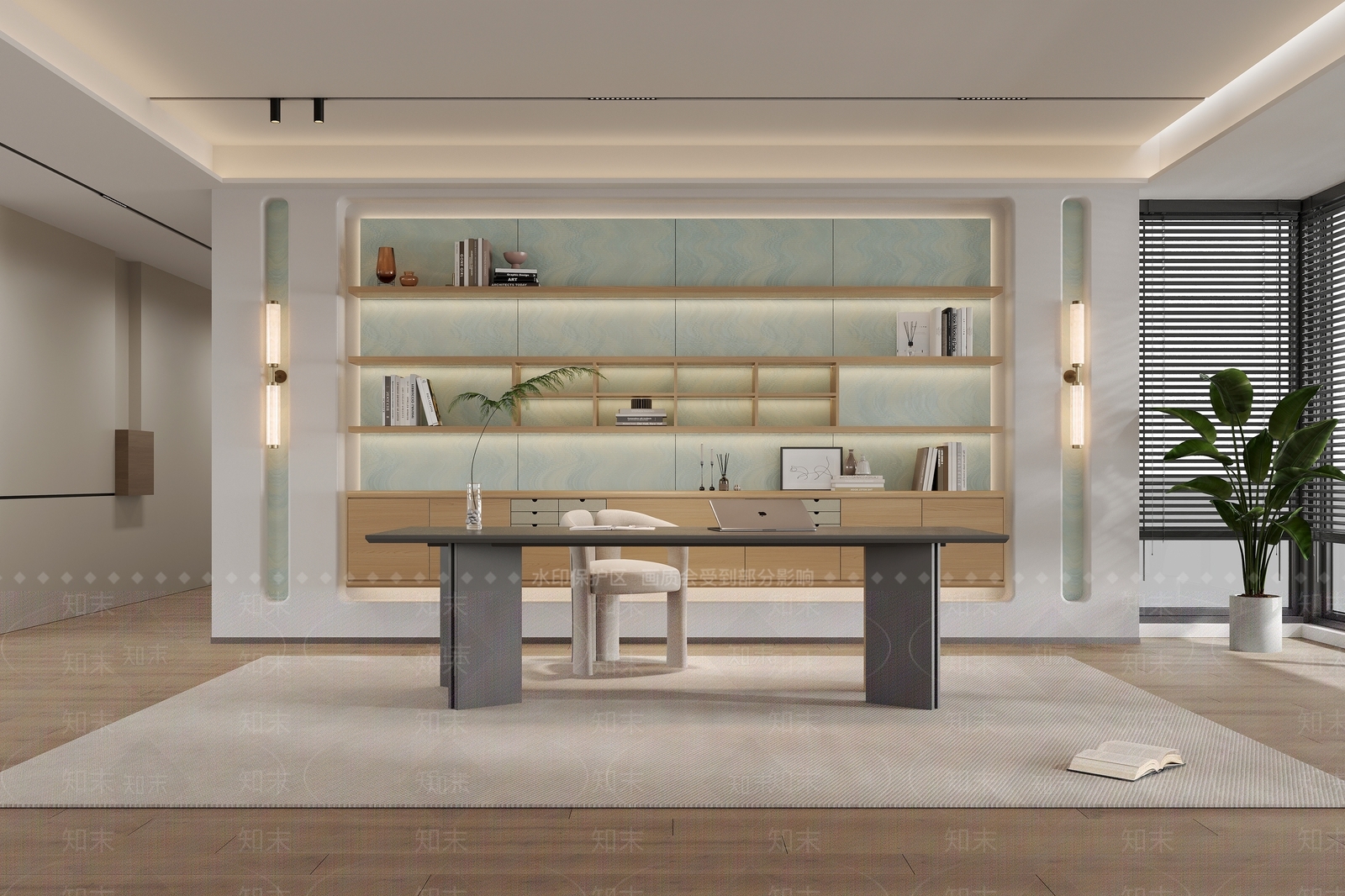 现代简约书房3D模型下载【ID:1229499764】
