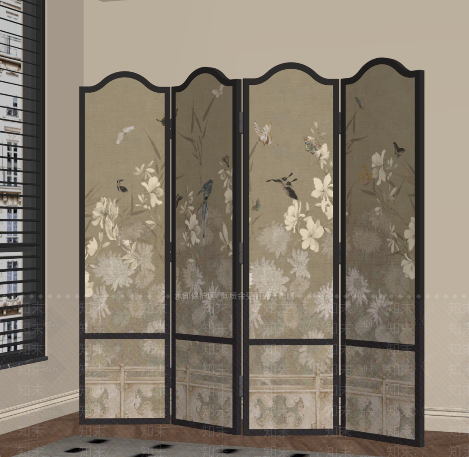 新中式屏风SU模型下载【ID:1229507481】