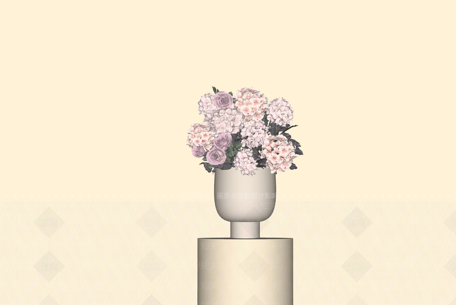 奶油风花艺SU模型下载【ID:1229514474】
