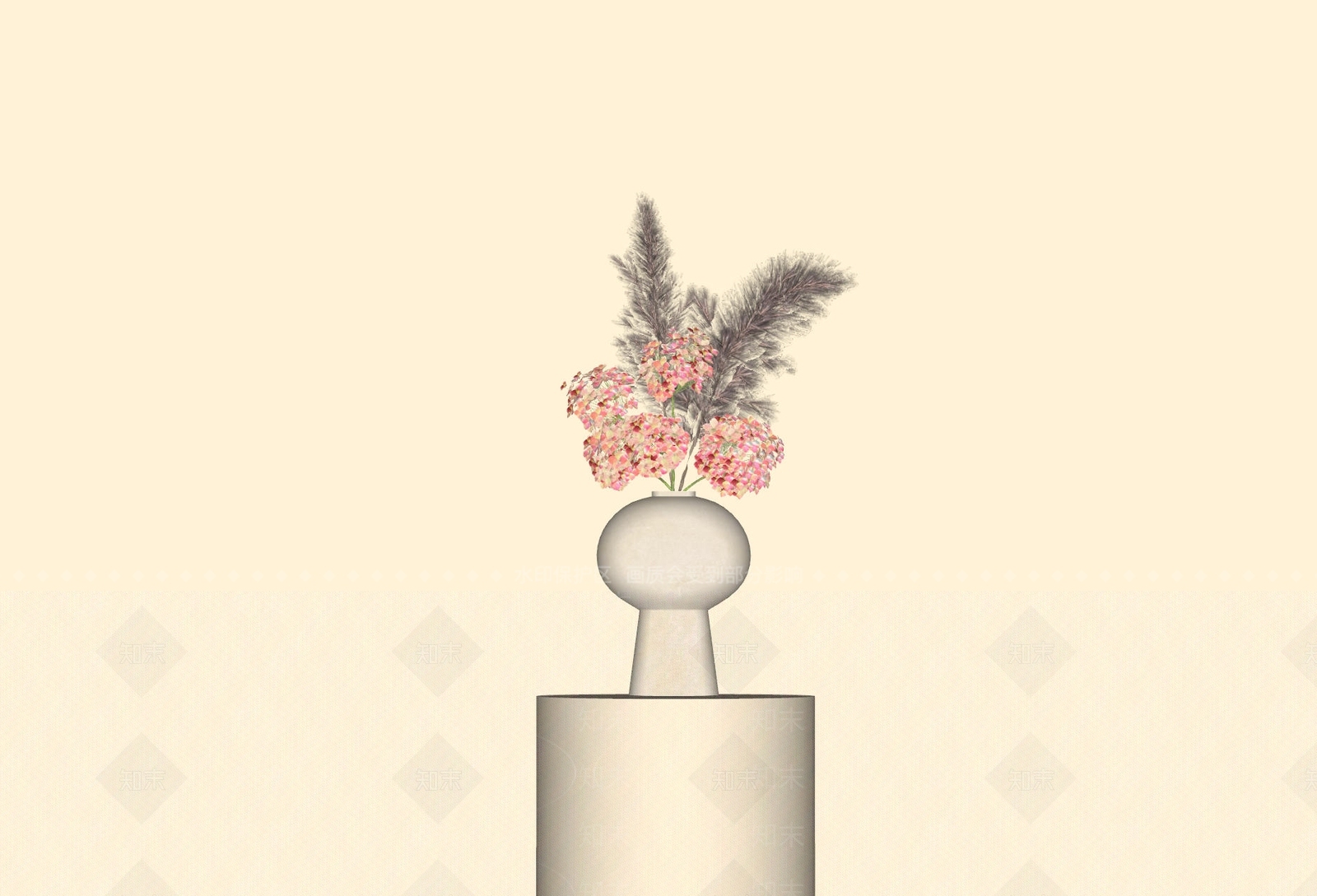 奶油风花艺SU模型下载【ID:1229515625】