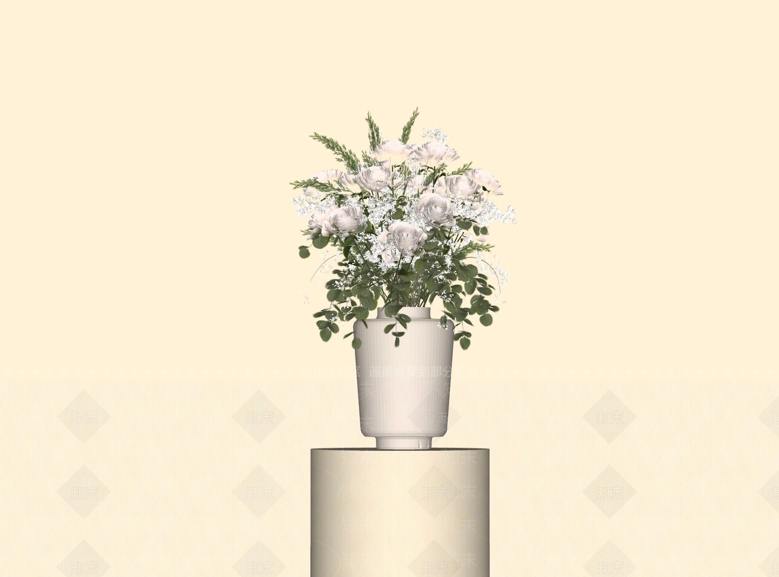 奶油风花艺SU模型下载【ID:1229515901】