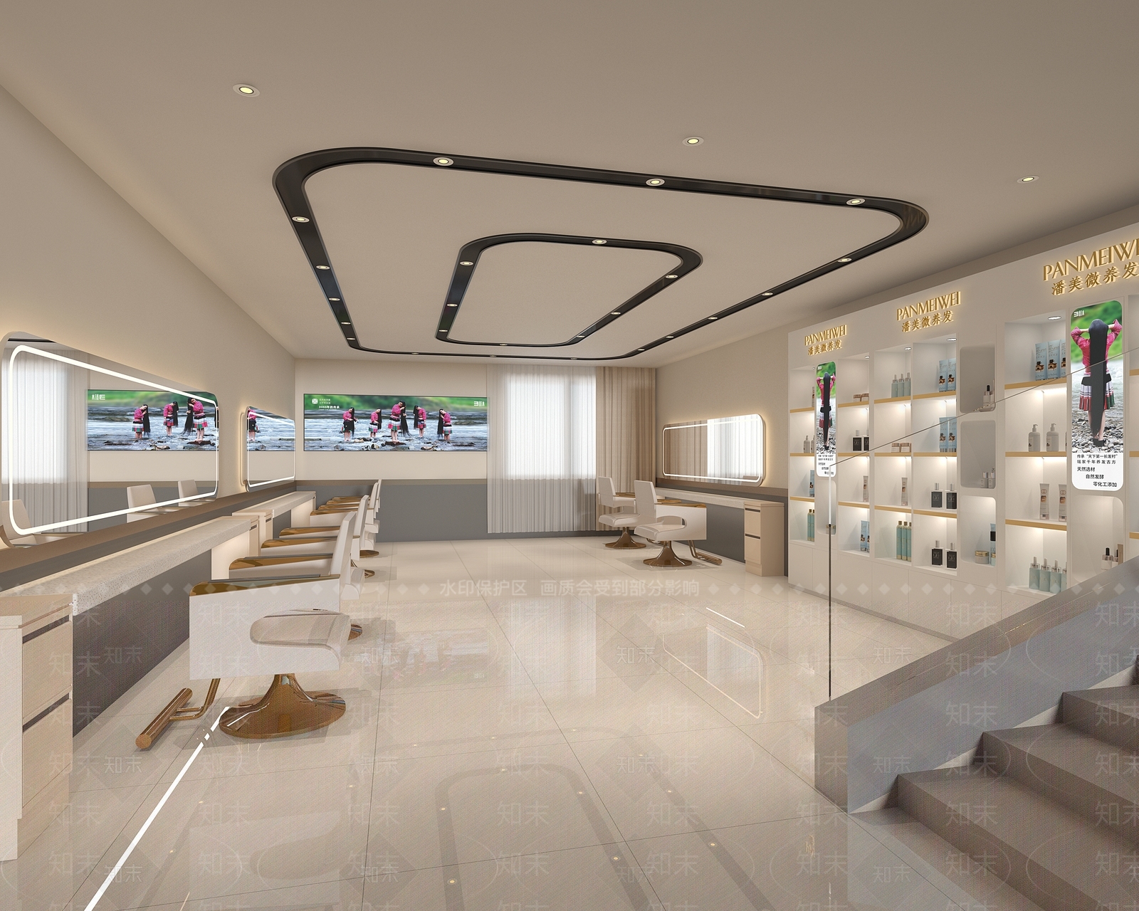 轻奢美发店3D模型下载【ID:1229534875】