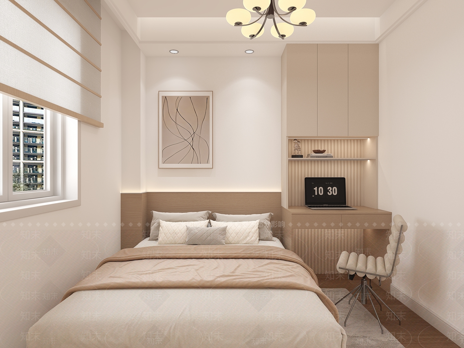 奶油风家居卧室3D模型下载【ID:1229535965】