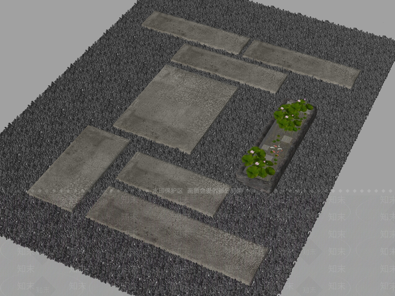 禅意汀步SU模型下载【ID:1229537103】