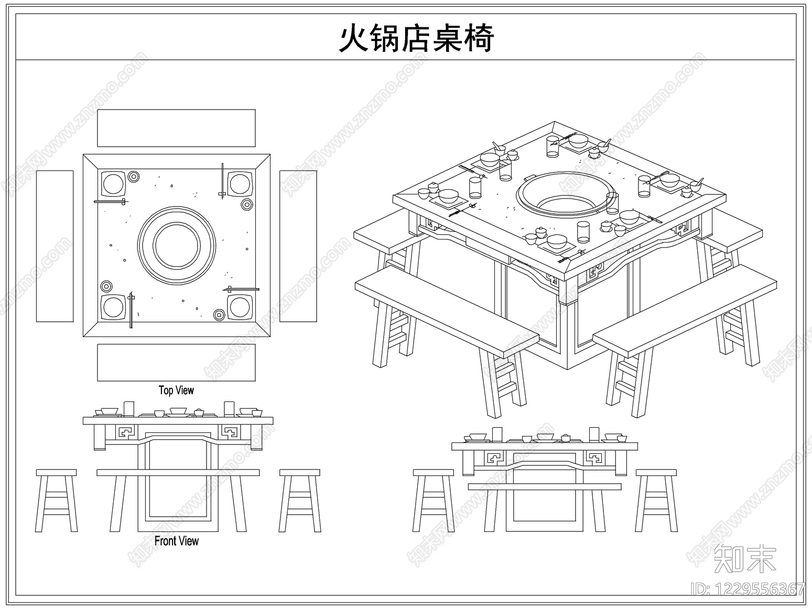 桌椅cad施工图下载【ID:1229556367】