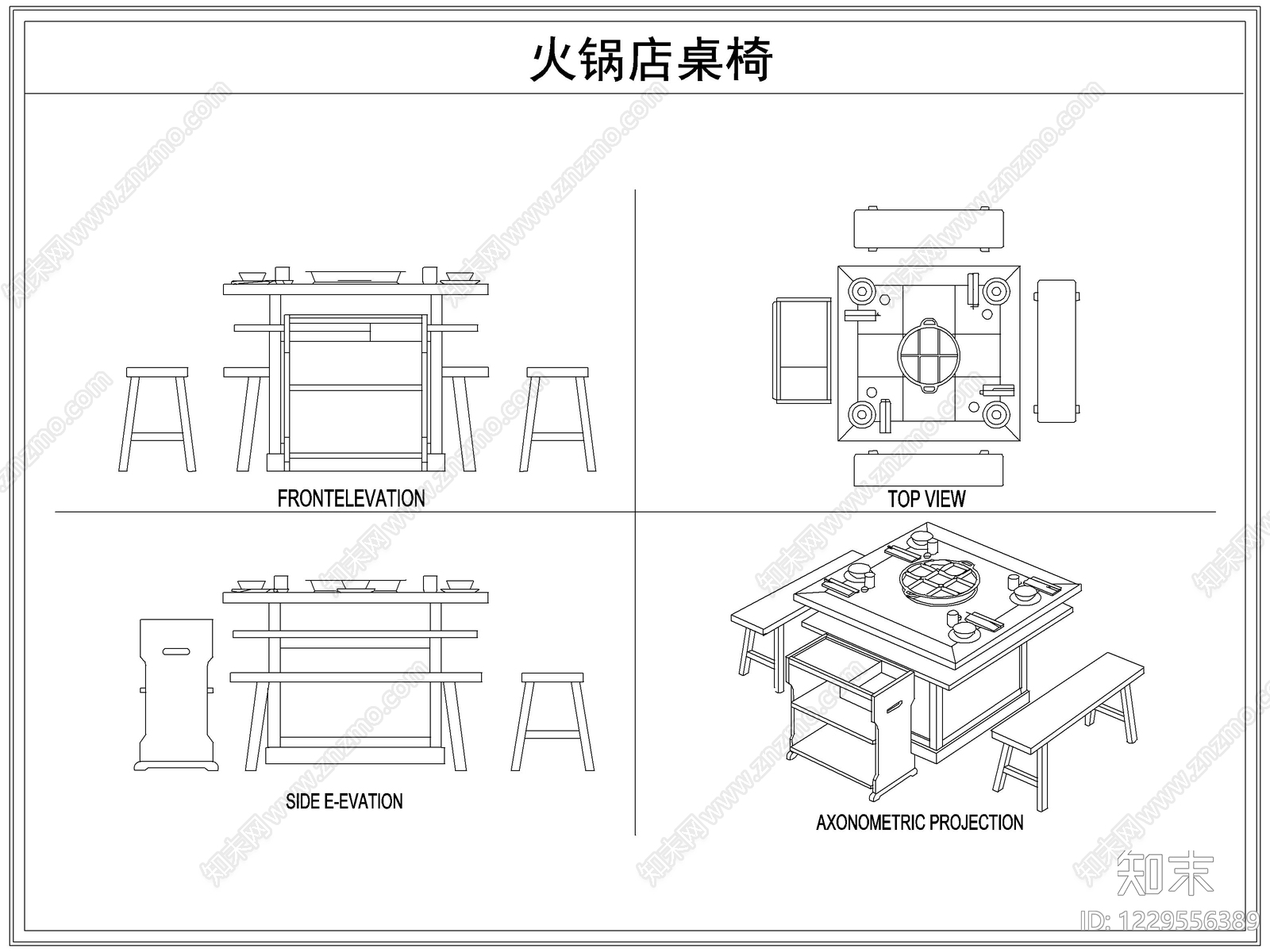 桌椅cad施工图下载【ID:1229556389】