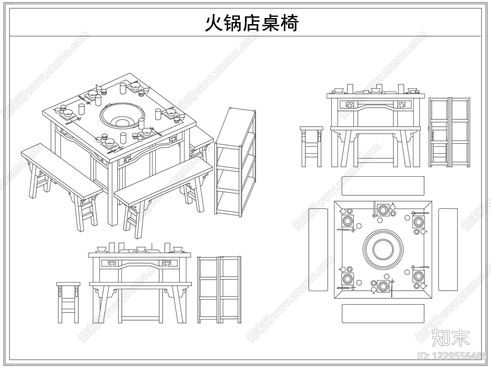 桌椅cad施工图下载【ID:1229556486】