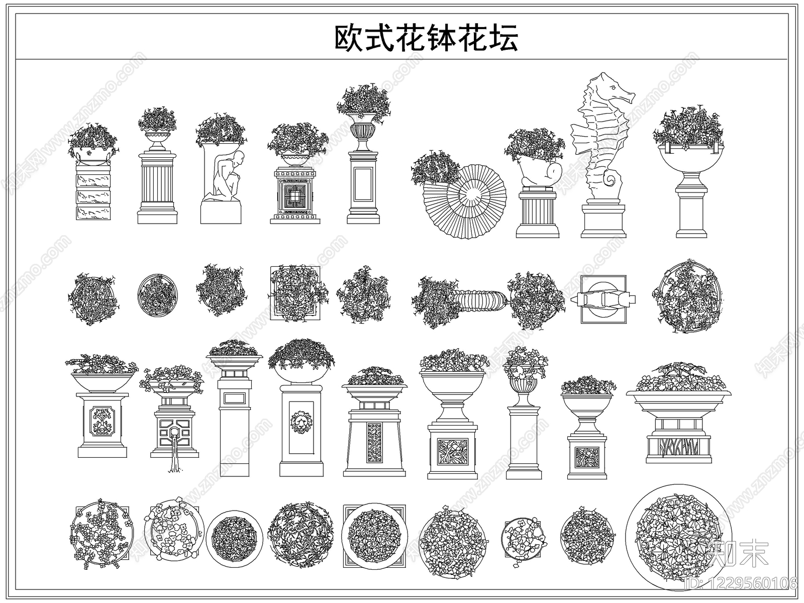 欧式灌木种植CAD图纸