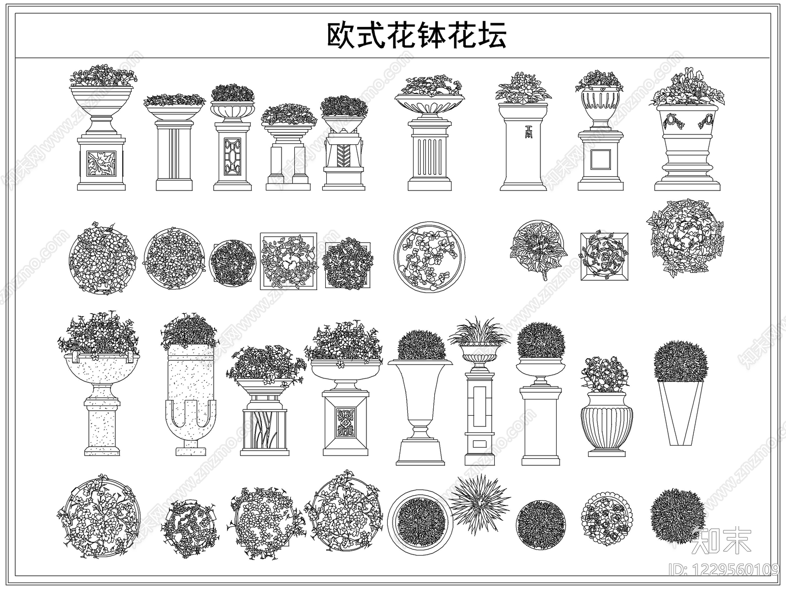 欧式灌木种植CAD图纸