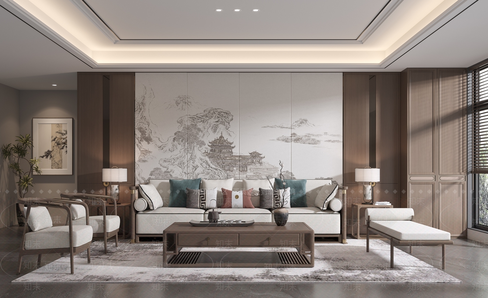 新中式宋式客厅3D模型下载【ID:1229571137】