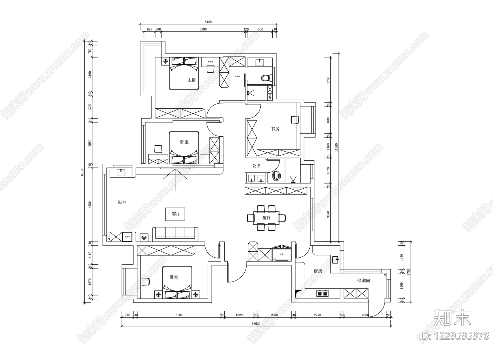 大平层cad施工图下载【ID:1229595976】