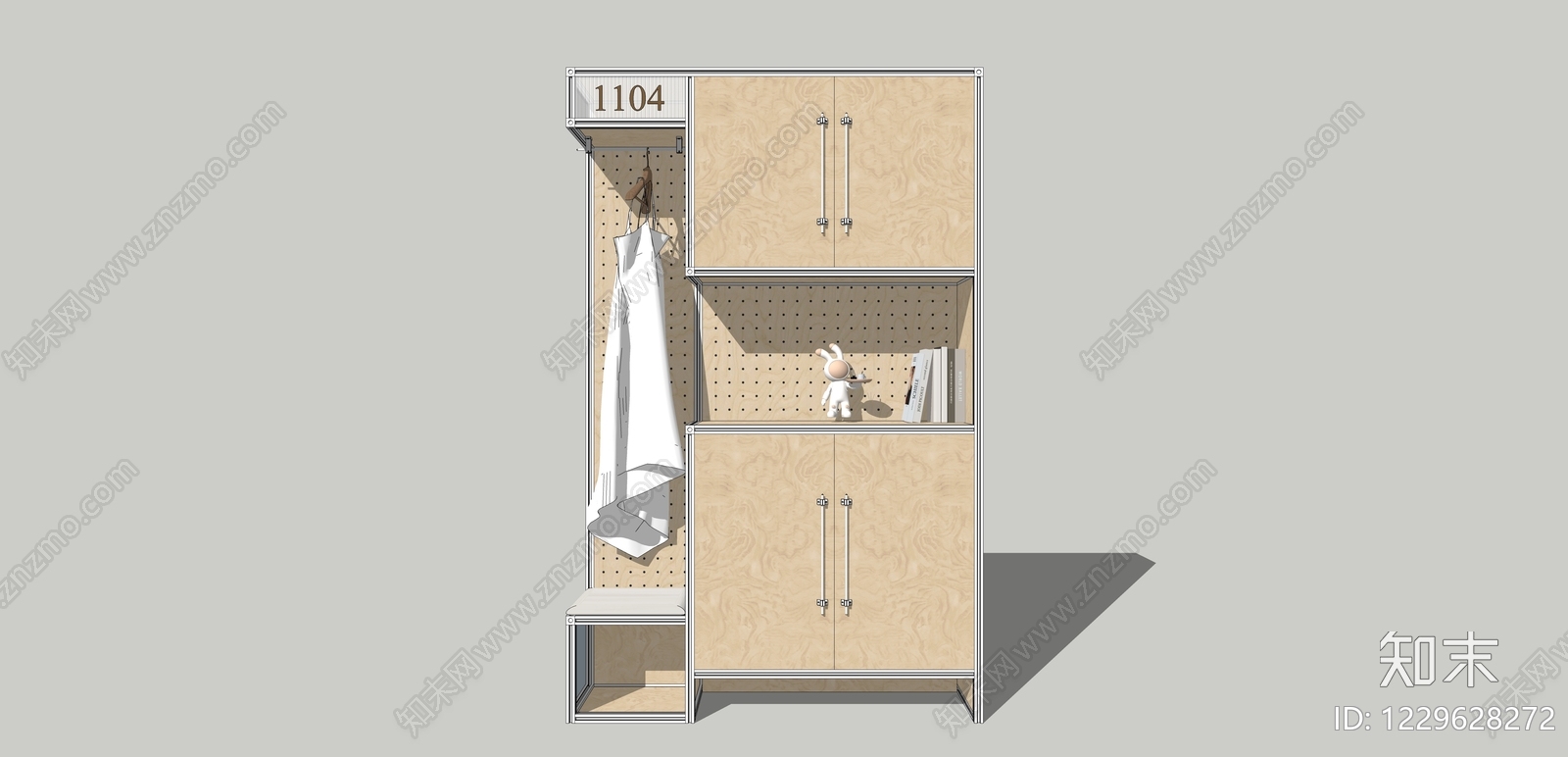 原木风玄关柜SU模型下载【ID:1229628272】