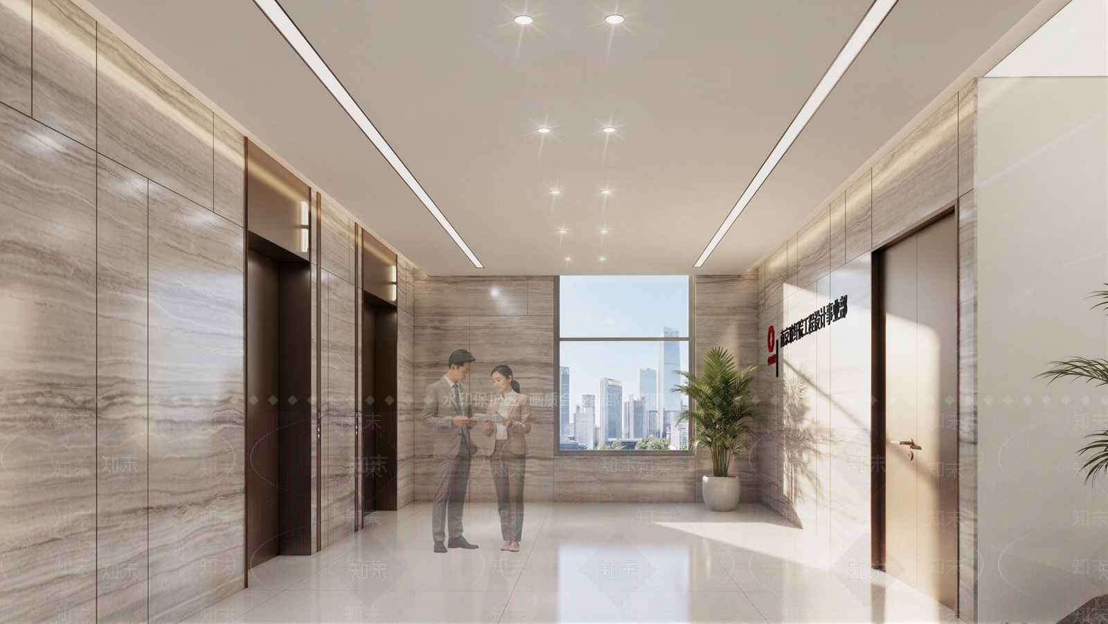 现代简约电梯厅SU模型下载【ID:1229631148】