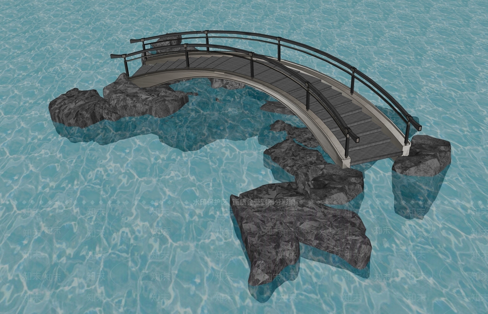 禅意景观桥SU模型下载【ID:1229637098】