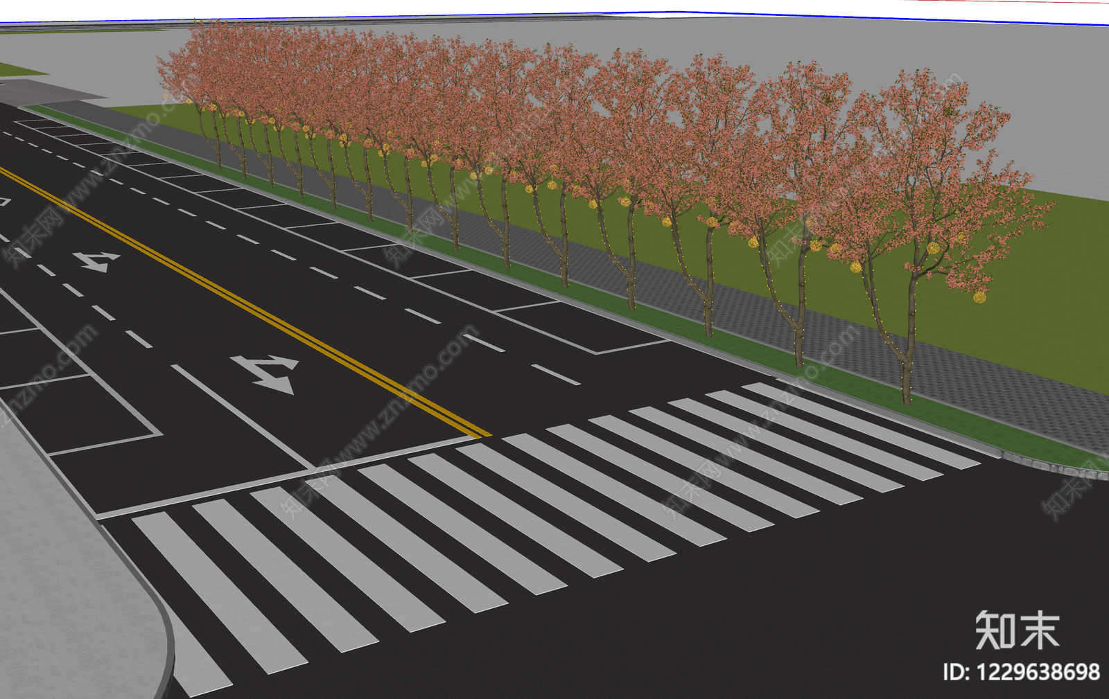 现代主义车行道路SU模型下载【ID:1229638698】