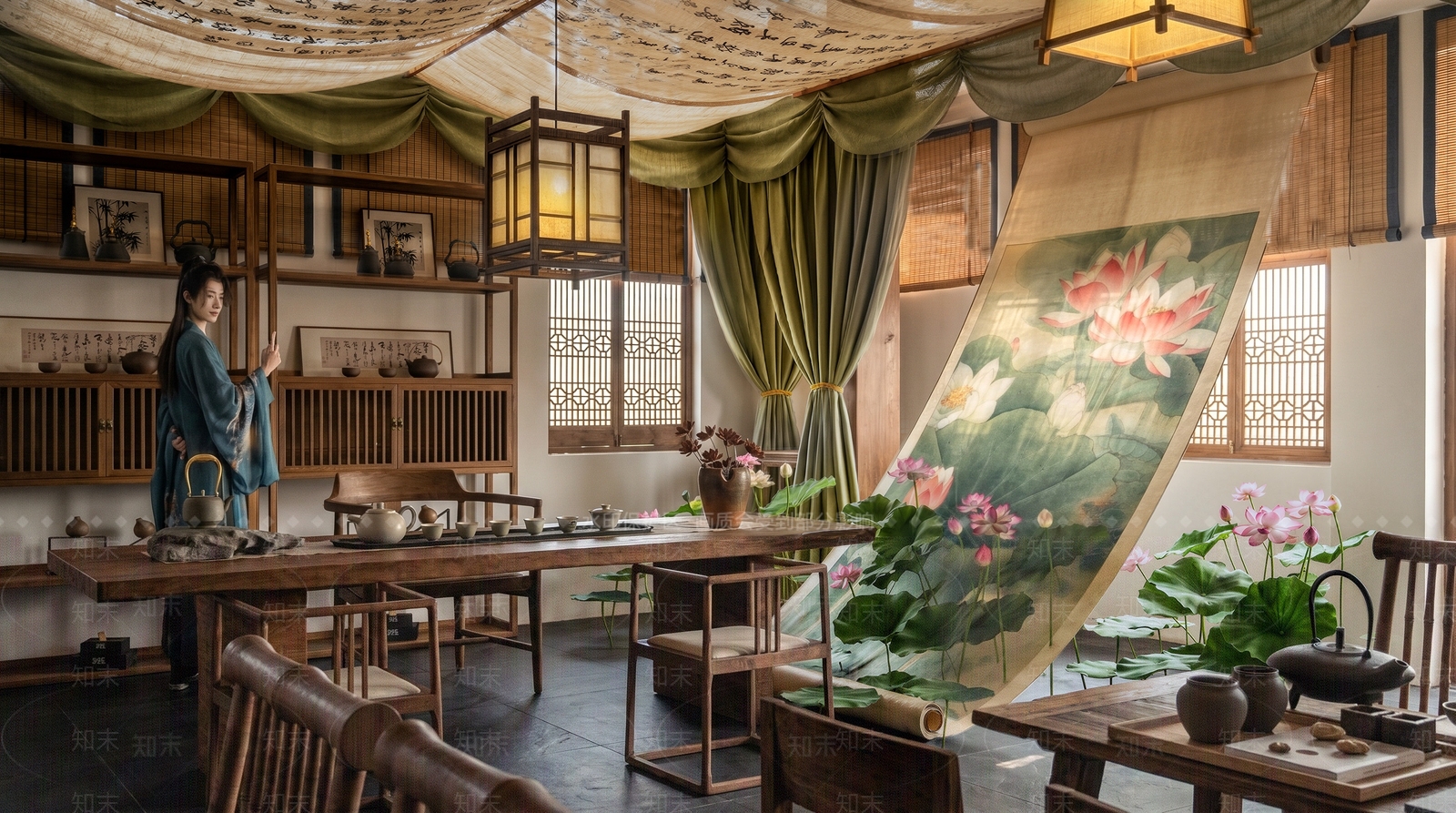 新中式茶馆SU模型下载【ID:1229654703】