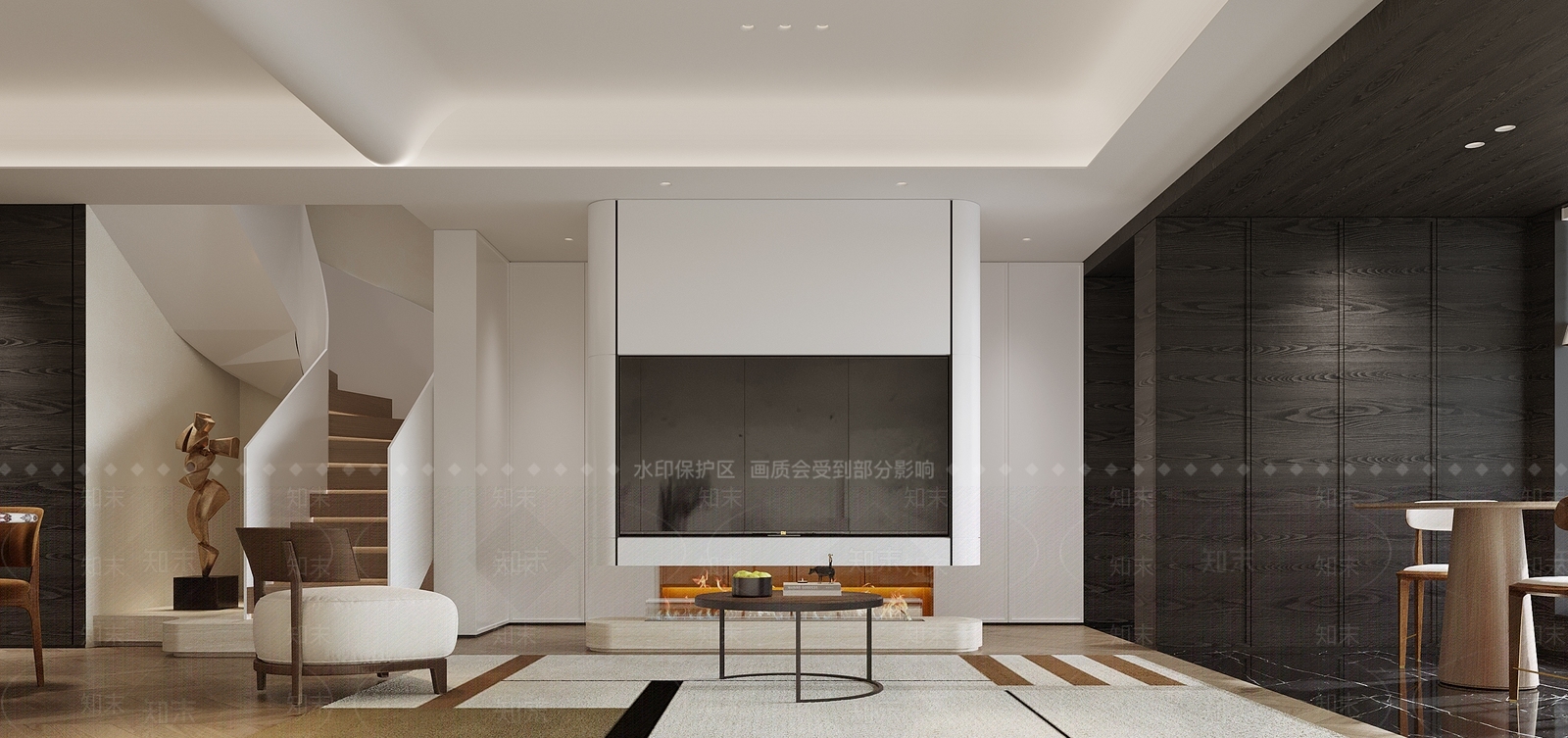 意式极简大平层客餐厅3D模型下载【ID:1229655026】