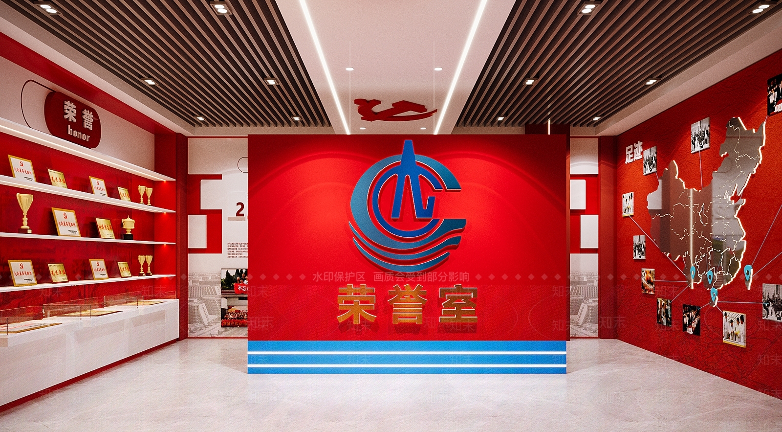 现代简约党建展厅3D模型下载【ID:1229656749】