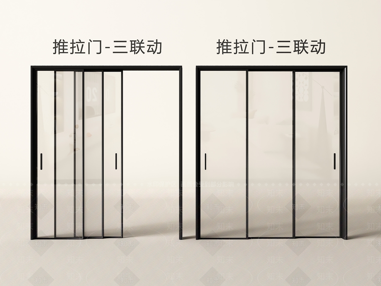 极简推拉门3D模型下载【ID:1229668082】