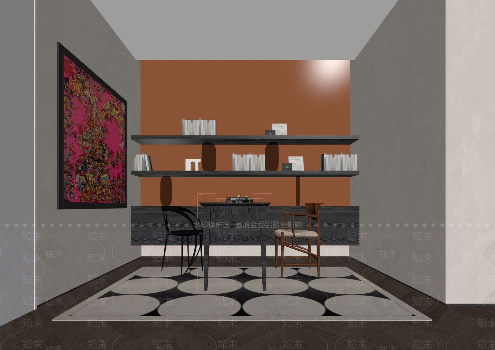 现代简约书房3D模型下载【ID:1229674272】