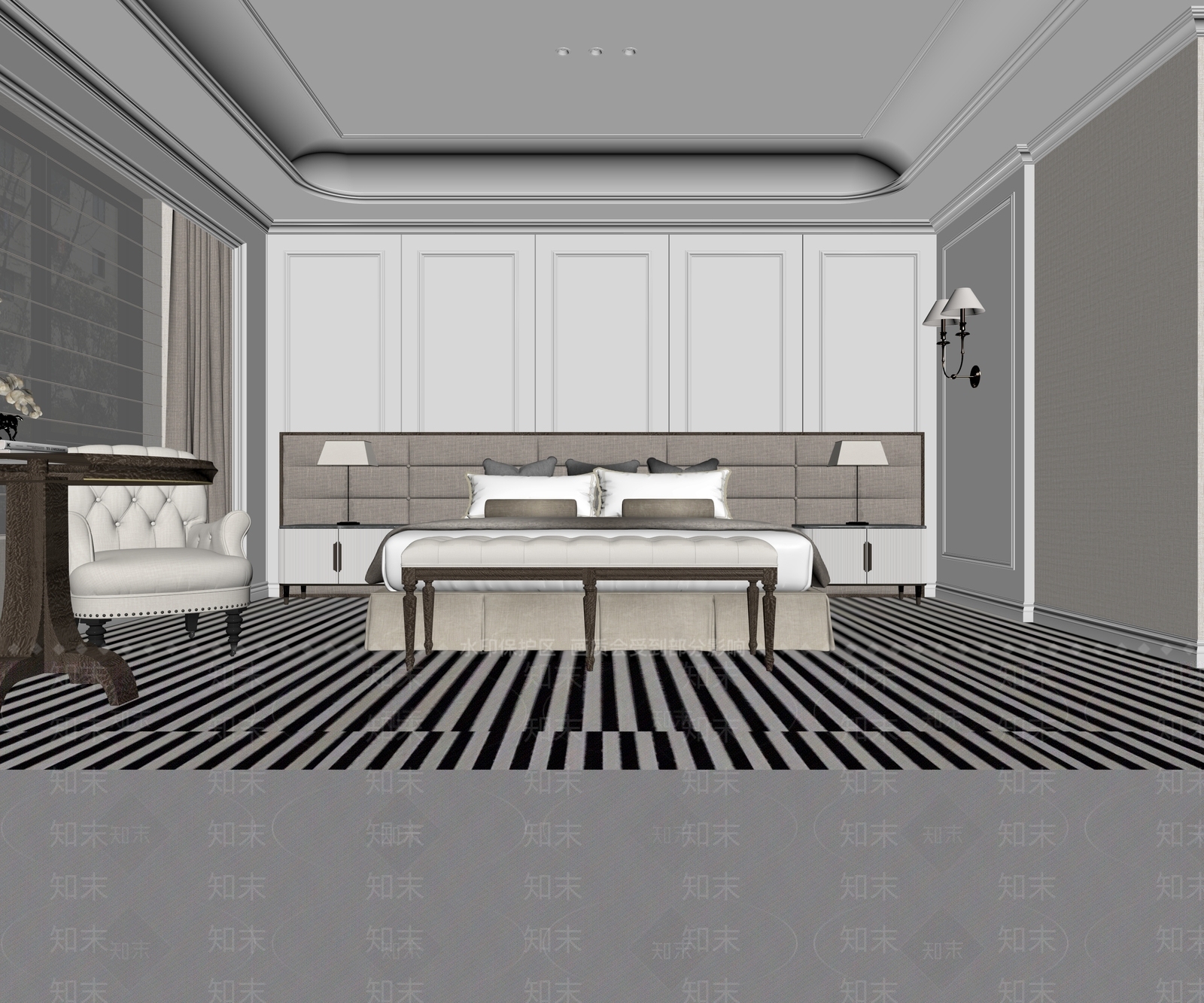 轻奢主卧3D模型下载【ID:1229676493】
