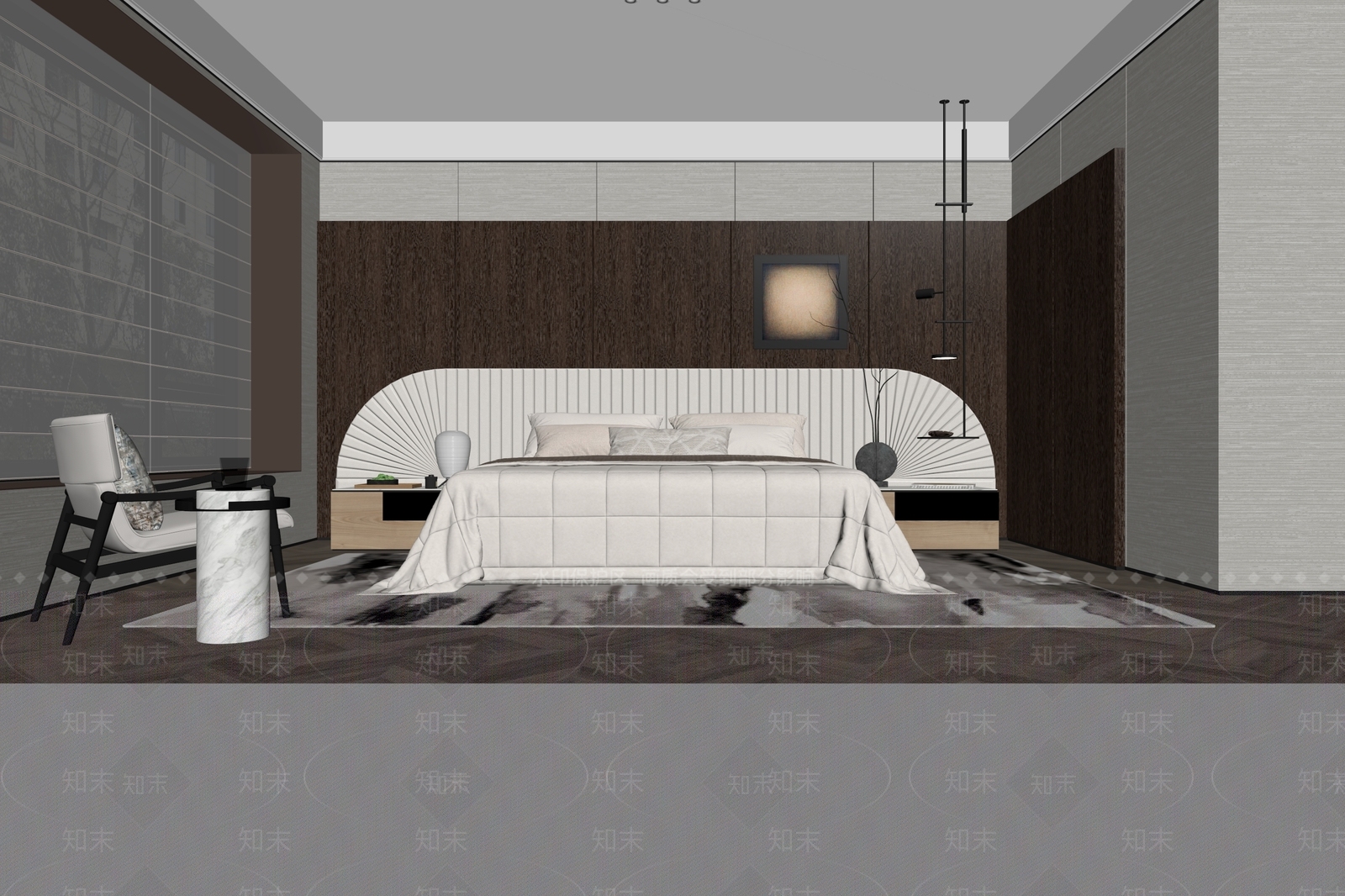 新中式主卧3D模型下载【ID:1229681923】
