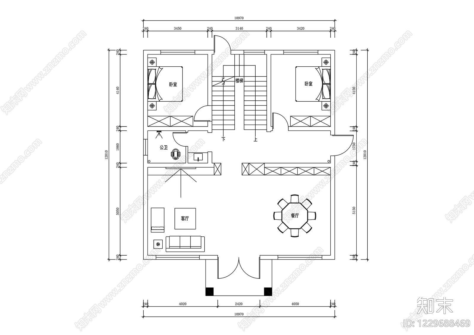 别墅cad施工图下载【ID:1229688469】