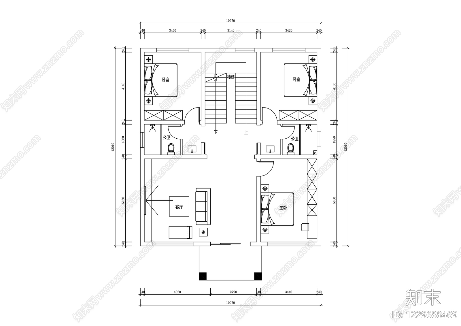 别墅cad施工图下载【ID:1229688469】