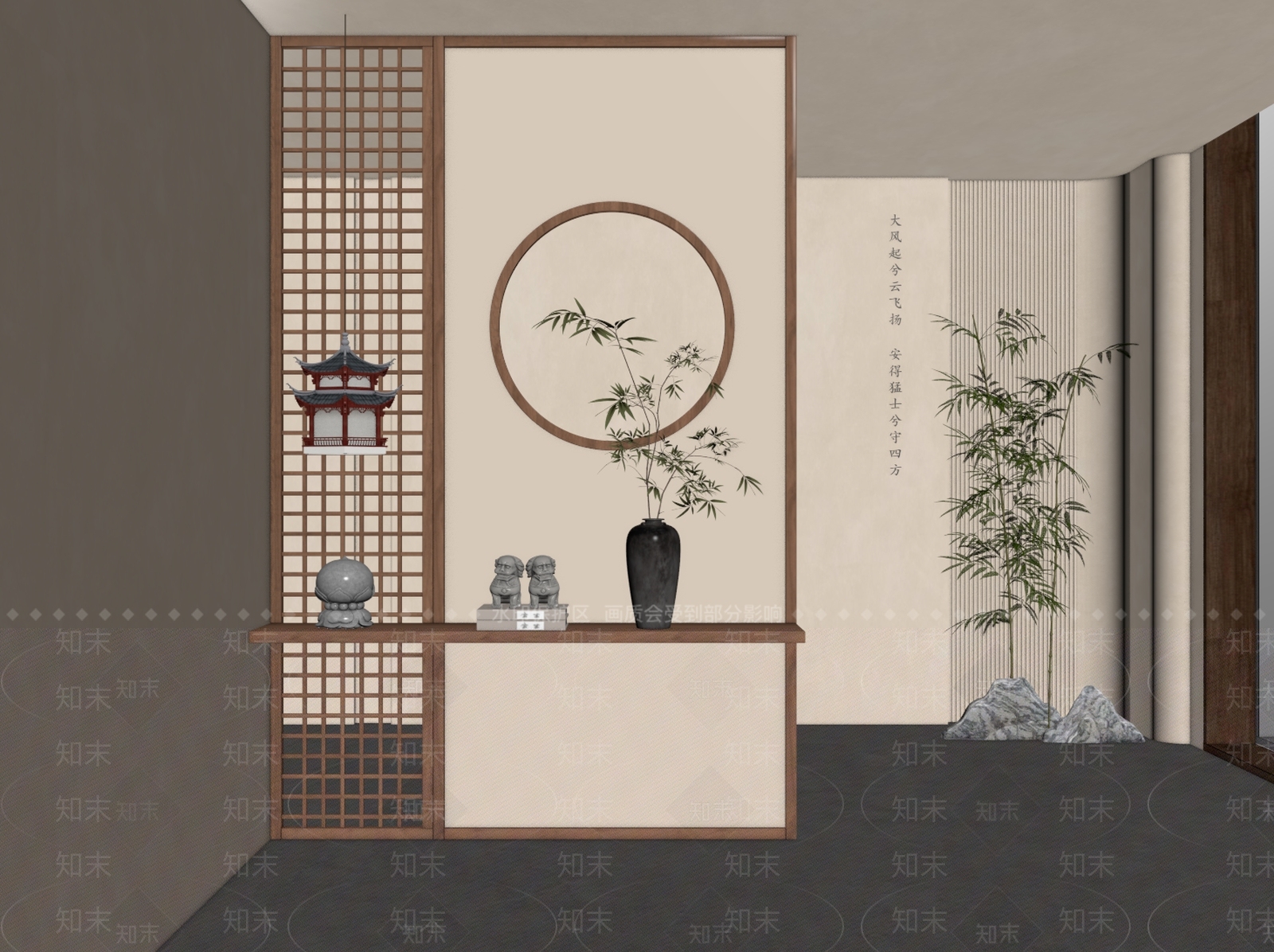 新中式玄关SU模型下载【ID:1229693430】