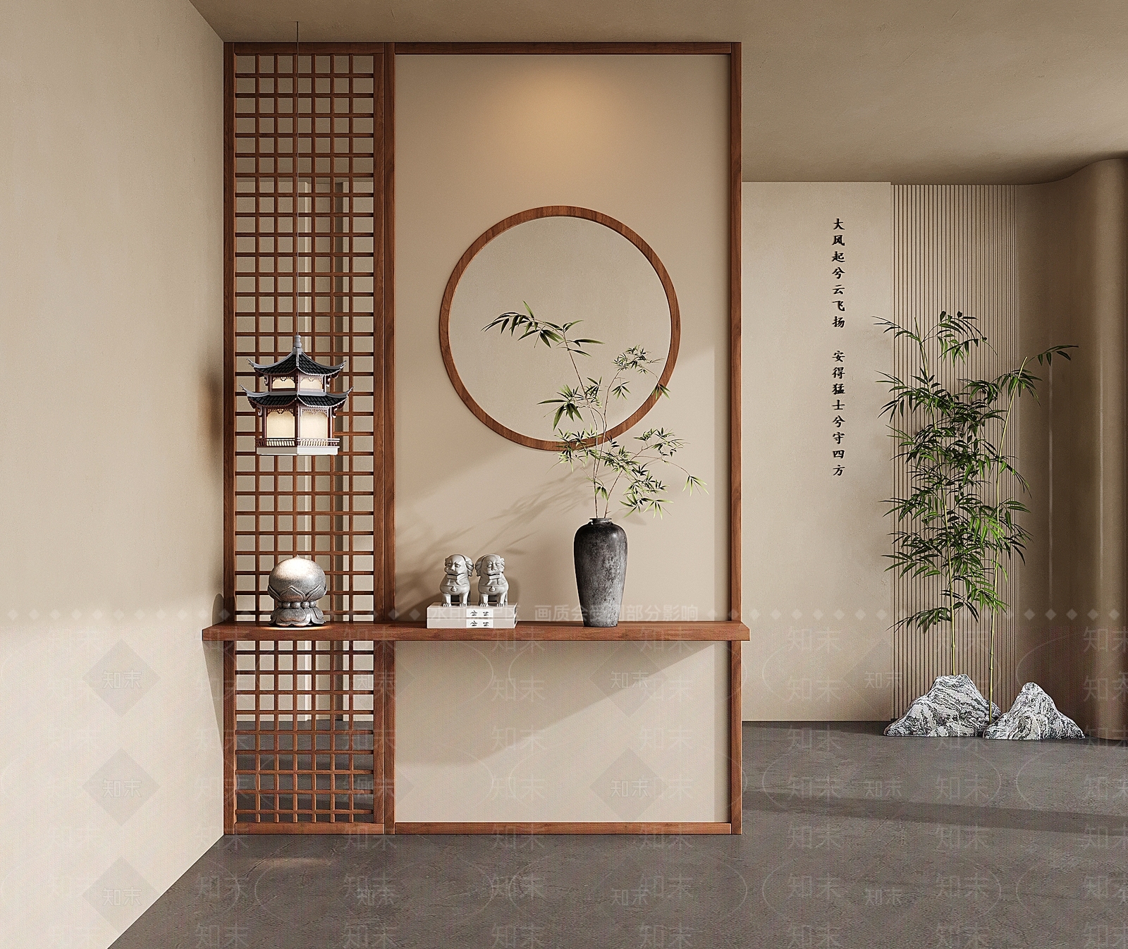 新中式玄关SU模型下载【ID:1229693430】