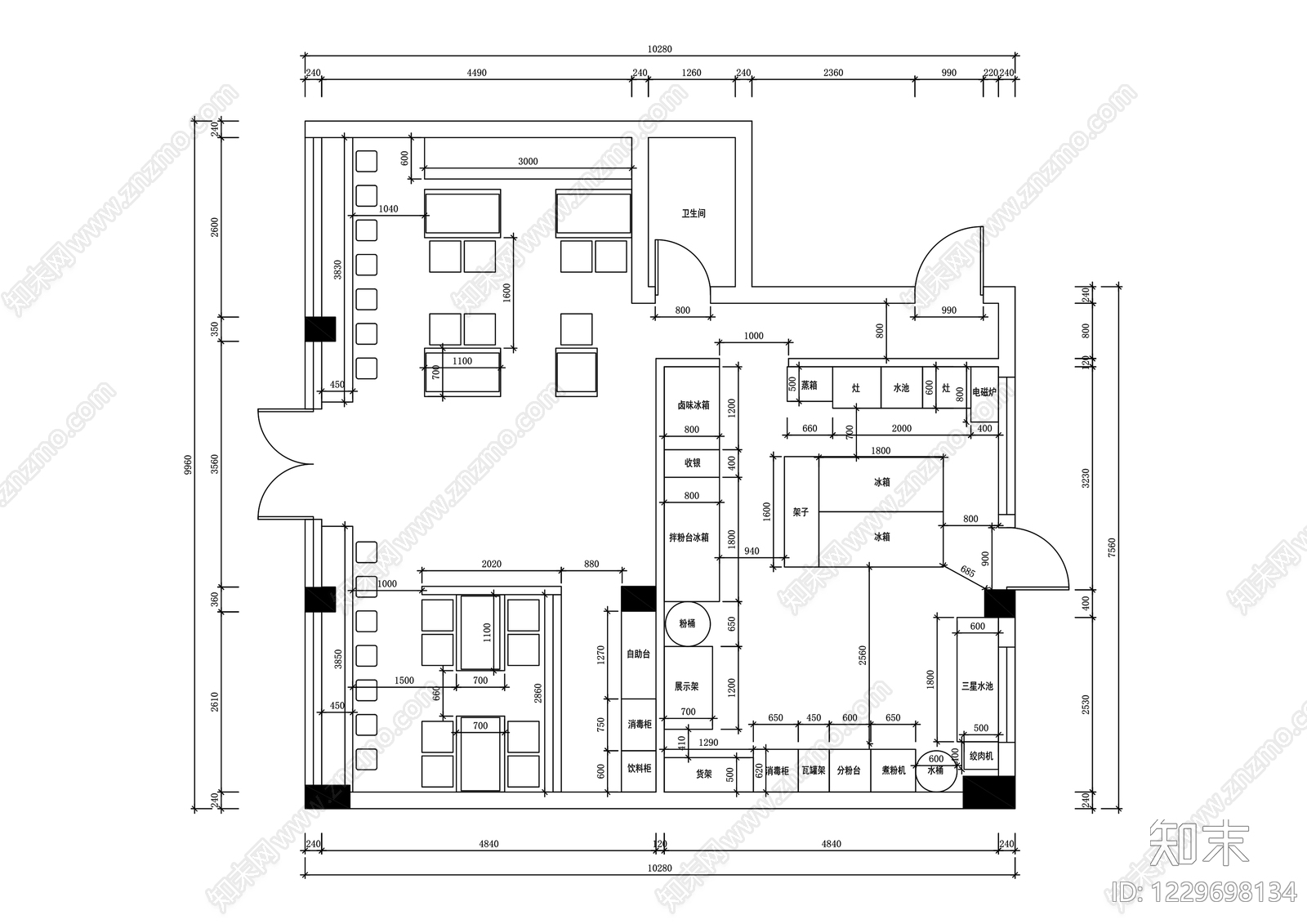 其他餐饮空间cad施工图下载【ID:1229698134】