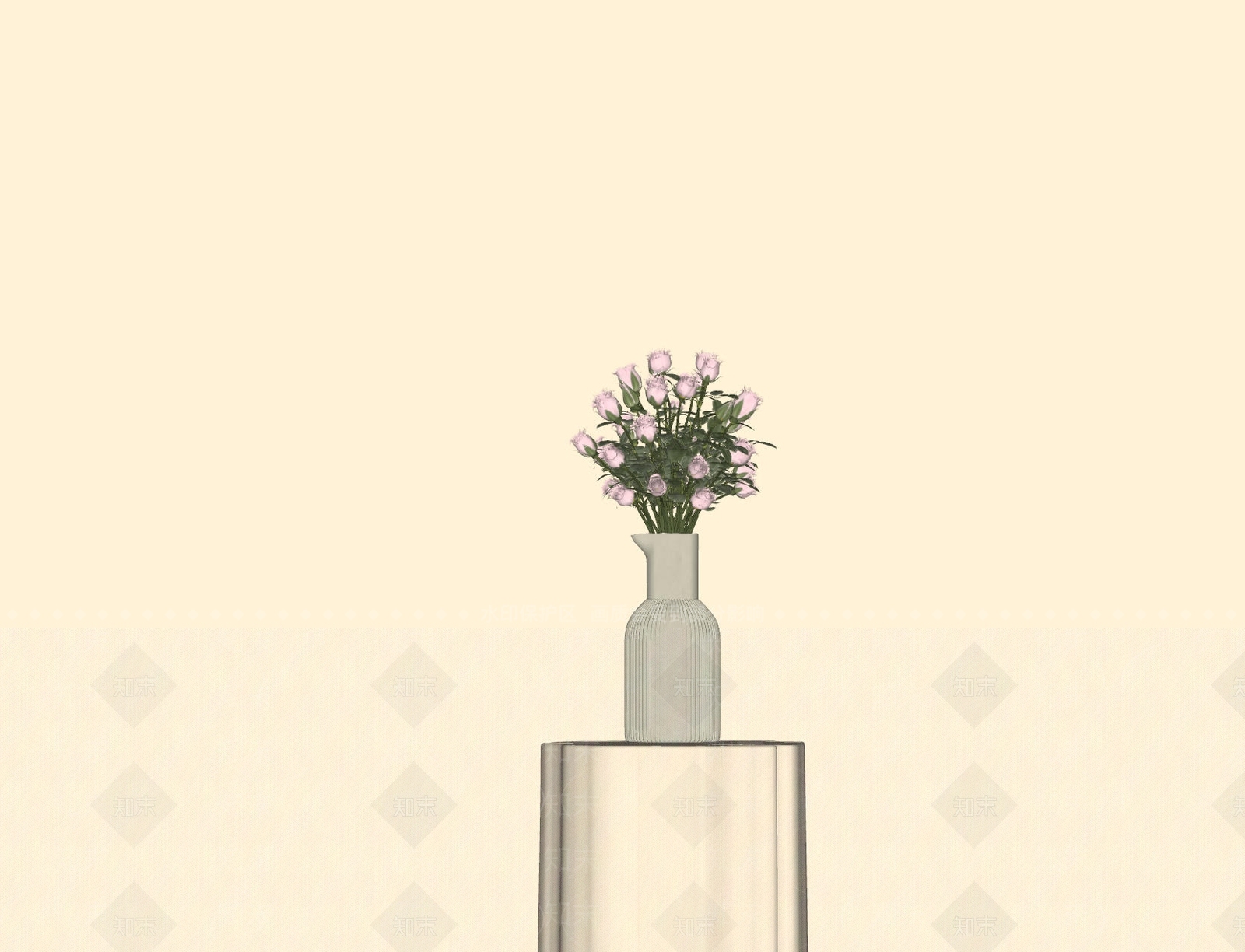 奶油风花艺SU模型下载【ID:1229709861】