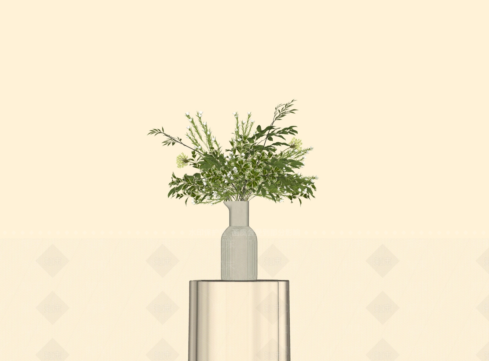 奶油风花艺SU模型下载【ID:1229710103】