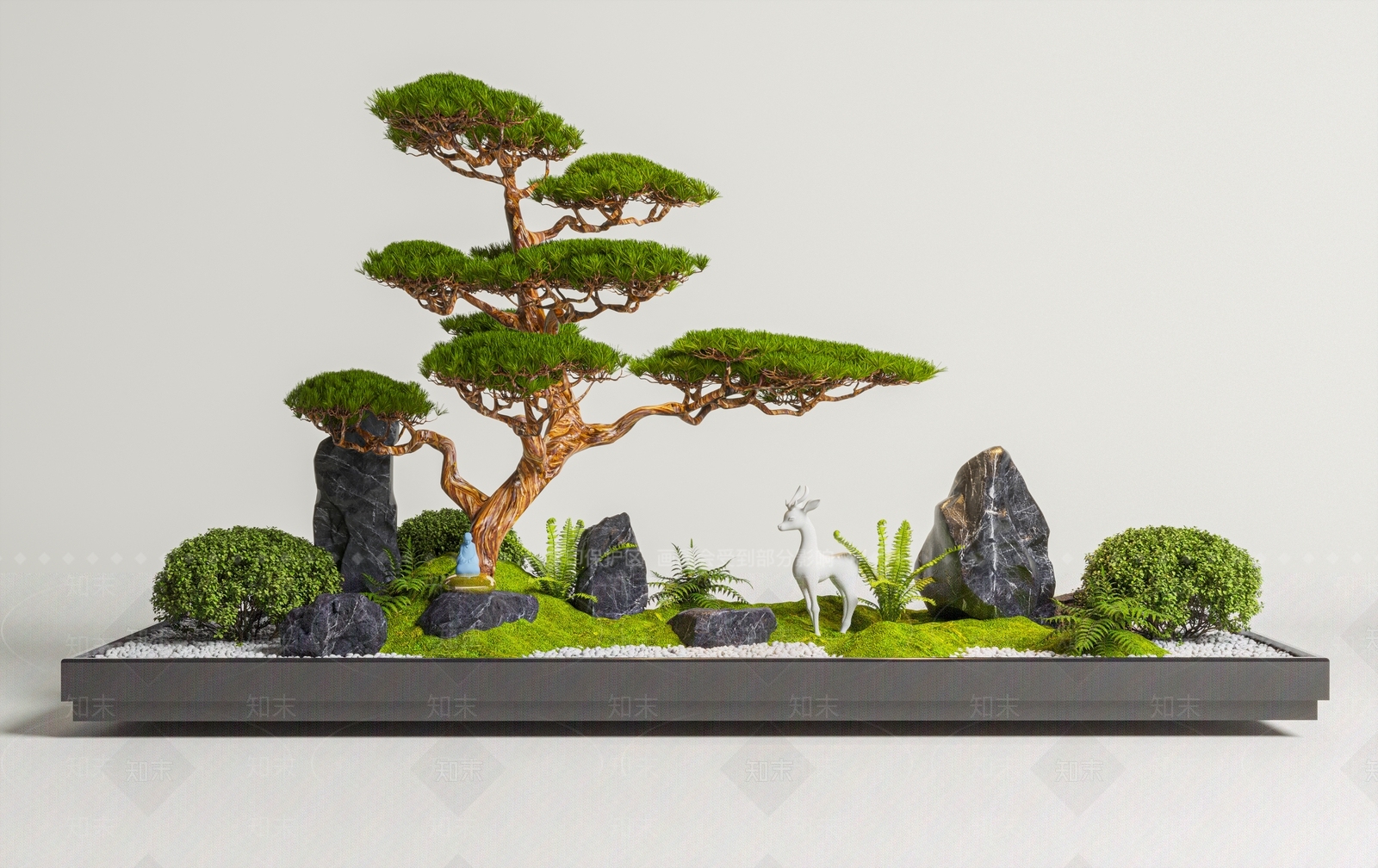 新中式室内景观3D模型下载【ID:1229727735】