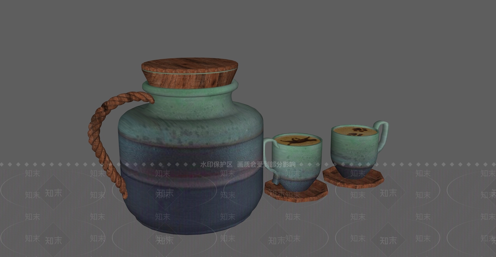 侘寂茶具SU模型下载【ID:1229736847】