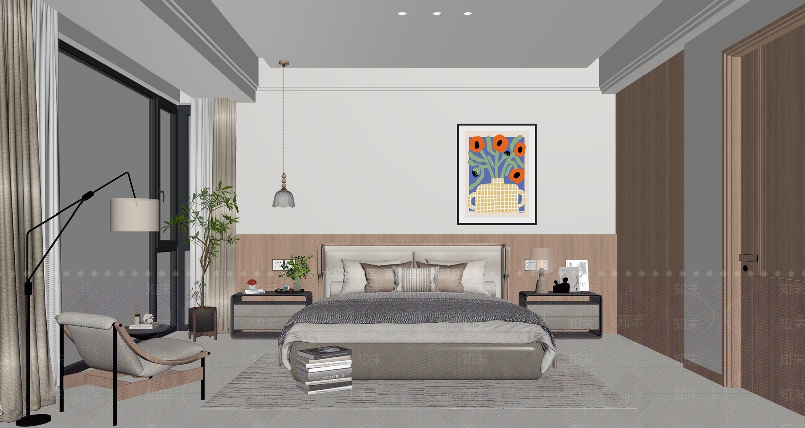 原木风家居卧室3D模型下载【ID:1229776833】